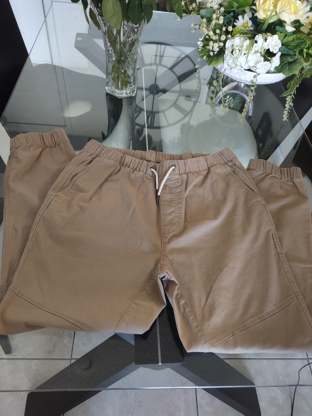 H&M Beige Drawstring Jogger Pants